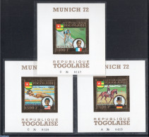 Togo 1973 Olympic Winners 3 S/s, Gold, Imperforate, Mint NH, History - Sport - Germans - Olympic Games - Swimming - Natación