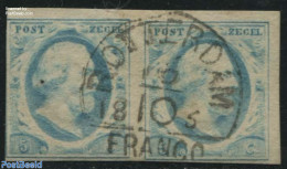 Netherlands 1852 5c, Used Pair, ROTTERDAM-C, Used Stamps - Usados