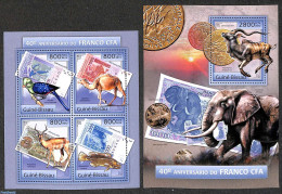 Guinea Bissau 2012 CFA Francs 2 S/s, Mint NH, Nature - Various - Birds - Camels - Elephants - Fish - Money On Stamps - Peces