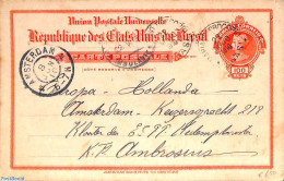 Brazil 1910 Postcard 100r, Used, Used Postal Stationary - Brieven En Documenten
