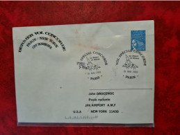 LETTRE PARIS 2003 VOL SPECIAL CONCORDE ROISSY DERNIER VOL PARIS NEW YORK COMMANDANT ROSSIGNOL - Covers & Documents