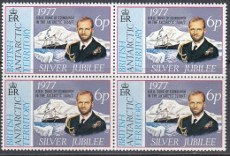 British Antarctic 1977 - The 25th Anniversary Of The Coronation Of Queen EIizabeth - Blocks Of 4 (68-70) ** MNH - Ungebraucht