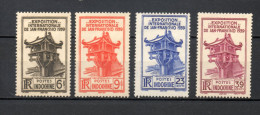 INDOCHINE  N° 205 à 208    NEUFS AVEC CHARNIERES  COTE 5.40€    EXPOSITION INTERNATIONALE DE SAN FRANCISCO PAGODE - Unused Stamps