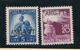 1949 Italia Italy Trieste A  DEMOCRATICA (ROMA) 5 Lire, 20 Lire MH* - Nuevos