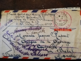 Courrier Du C.F.P.N.A. 29 07 1945 De Washington Pour Bréhal Manche Château De La Chesnaye à Coudeville - Covers & Documents