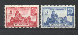 INDOCHINE  N° 222 + 223    NEUFS AVEC CHARNIERES  COTE 1.60€    MARECHAL PETAIN TEMPLE - Neufs