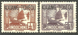 379 Indochine Bateau Ship Boat Schiff Jonque Junk Surcharge Kouang-Tcheou MH * Neuf (f3-CHI-137) - Ungebraucht