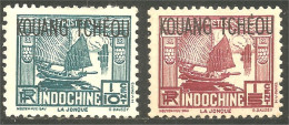 379 Indochine Bateau Ship Boat Schiff Jonque Junk Surcharge Kouang-Tcheou MH * Neuf (f3-CHI-136) - Unused Stamps