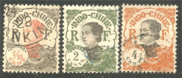 379 Indochine Femme Annamite Woman 3 Timbres (f3-CHI-129) - Used Stamps