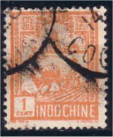 379 Indochine 1 Cent Laboureur Plow Buffle Buffalo (f3-CHI-21) - Usati