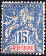 379 Indochine 15c Bleu (f3-CHI-24) - Used Stamps