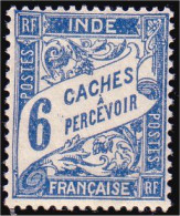 378 Inde Francaise Taxe 6 Ca MH * Neuf (f3-EIN-81) - Ongebruikt