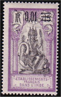 378 Inde Francaise Surcharge 0.01 MH * Neuf (f3-EIN-36) - Neufs