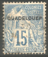 377 Guadeloupe 1891 15c Bleu Surcharge GUADELOUEP Yvert 19D 129 Euros (f3-GUA-70) - Neufs