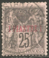 371 Levant 1886 Surcharge 1 Piastre Sur 25c (f3-ALA-24) - Usati