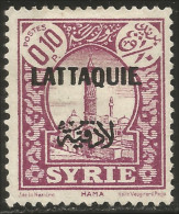 371 Lattaquié 1931 Surcharge 0.10 Piastre Lilas MH * Neuf (f3-ALA-20) - Used Stamps