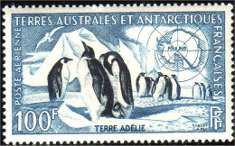 388 TAAF FSAT Manchots Empereur Emperor Penguins Carte Map Antarctica MNH ** Neuf (f3-TAF-61) - Airmail