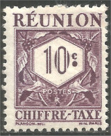 387 Réunion 1947 10c Violet Taxe Postage Due MH * Neuf Défaut (f3-REU-90) - Oblitérés