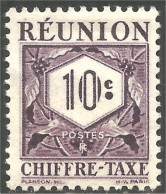 387 Réunion 1947 10c Violet Taxe Postage Due MH * Neuf (f3-REU-89) - Gebruikt