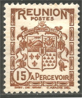 387 Réunion 1933 15c Brun Taxe Postage Due MH * Neuf (f3-REU-88) - Used Stamps