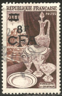 387 Réunion 1955 8f Surcharge Porcelaine (f3-REU-73) - Usati