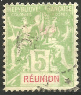 387 Réunion 1900 5c Vert Jaune (f3-REU-68) - Used Stamps