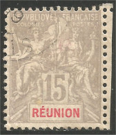 387 Réunion 1900 15c Gris (f3-REU-62) - Used Stamps