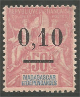 382 Madagascar 1902 0.10 Sur 50c Sans Gomme No Gum (f3-MDG-36) - Neufs