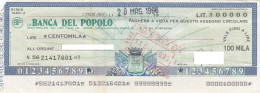 BANCA  DEL POPOLO  /  Assegno Circolare _ Fino A Lire 100.000 - Other & Unclassified