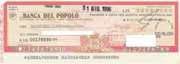 BANCA  DEL POPOLO  /  Assegno Circolare _ Fino A Lire 100.000.000 - Andere & Zonder Classificatie