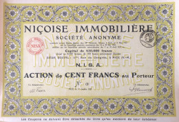 Nice 1923: Nicoise Immobiliere - Action De Cent Francs - Andere & Zonder Classificatie