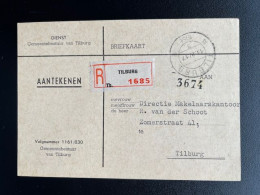 NETHERLANDS 1956 REGISTERED POSTCARD TILBURG TO TILBURG 11-04-1956 NEDERLAND AANGETEKEND - Cartas & Documentos