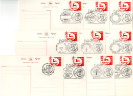 Israel 1968 "TABIRA" National Exhibition10 Different Memorial History Postmarks On Bale PC.20 - Collections, Lots & Series
