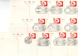 Israel 1968 "TABIRA" National Exhibition10 Different Memorial History Postmarks On Bale PC.20 - Lots & Serien