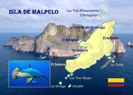 Colombia Malpelo Island Map UNESCO New Postcard * Carte Geographique * Landkarte - Colombie