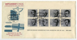 Germany, West 1964 FDC Scott 883-890 Sheet - German Resistance To The Nazis - 1961-1970