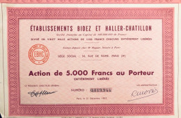 Paris 1957: Etablissements Bidez Et Haller-Chatillon - 5.000 Francs - Andere & Zonder Classificatie