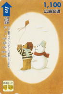 Carte JAPON - BD Comics - OURS PADDINGTON CERF VOLANT Bonhomme De Neige - TEDDY BEAR & KITE JAPAN Card - BÄR - Hiro - Comics