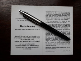 Maria Mariën ° Oostmalle 1898 + Malle 1990 X Jan Jordens - Décès