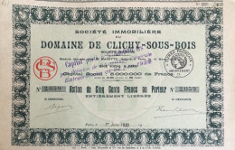 Paris 1930: Societe Immobiliere Domaine De Clichy-Sous-Bois - Andere & Zonder Classificatie