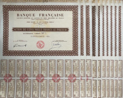 10 X Action Banque Francaise Action 5.000 Francs Categorie B + Coupons - Bank & Insurance