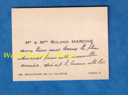 Carte De Visite Ancienne - PARIS 10e - Monsieur & Madame Roland MARCHE - 83 Boulevard De La Villette - Généalogie - Cartes De Visite