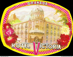 Bh76 Etichetta Da Bagaglio  Hotel Victoria Granada Spagna Spain - Otros & Sin Clasificación