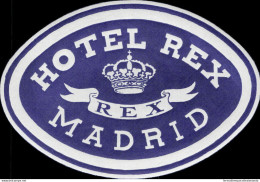 Bh91 Etichetta Da Bagaglio Hotel Rex Madrid Spagna Spain - Otros & Sin Clasificación