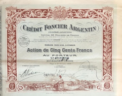 Paris 1920: Action Credit Fonciere Argentin - 500 Francs + Coupons - Banque & Assurance