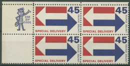 USA 1969 Eilmarke Special Delivery 997 4er-Block ZIP Postfrisch - Nuovi