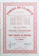 Forges De Clabecq - Part Sociale Au Porteur + Coupons - Andere & Zonder Classificatie