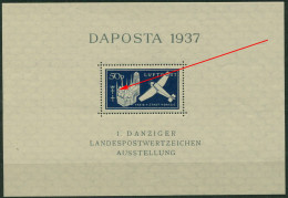 Danzig 1937 DAPOSTA Mit Plattenfehler Block 2 B IV Mit Falz, Marke Postfrisch - Mint