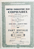 Comptoir Pharmaceutique Belge COPHABEL 1.000 Francs 1944 + Coupons - Andere & Zonder Classificatie