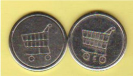 LOT DE 2 JETONS DE CADDIE DIFFÉRENT " CHARIOT " _J575 - Einkaufswagen-Chips (EKW)